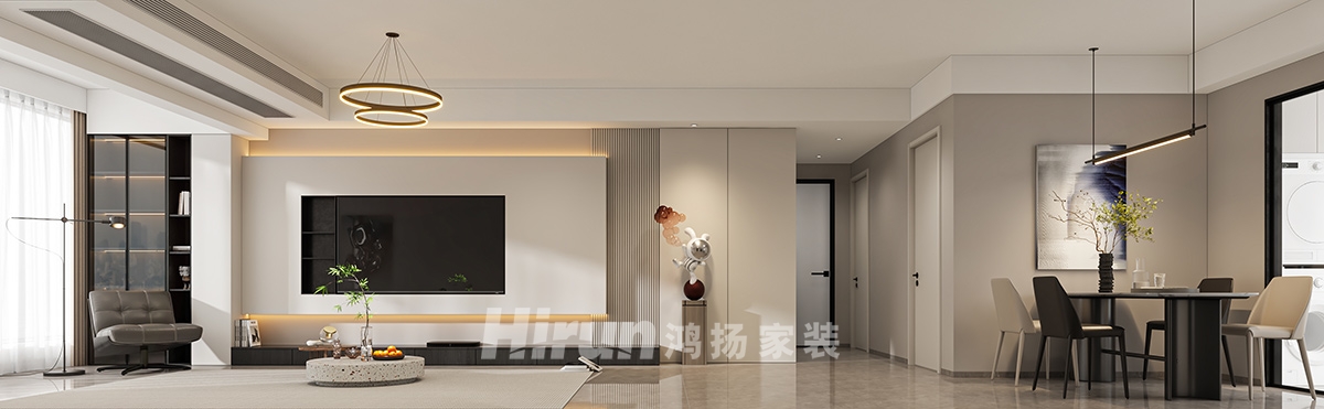 潤和瀚文府128㎡雅致現(xiàn)代三居室 裝修案例效果圖-3